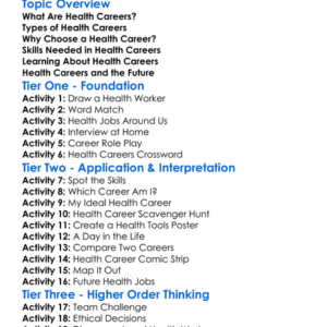Health Careers Awareness Worksheet Activity Booklet