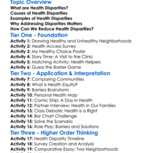 Health Disparities Worksheet Activity Booklet