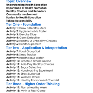 Health Education And Promotion Worksheet Activity Booklet