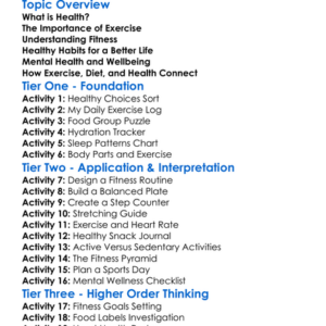 Health Exercise And Fitness Worksheet Activity Booklet