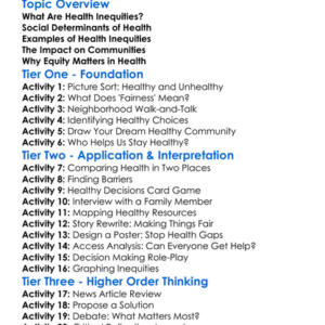 Health Inequities Worksheet Activity Booklet