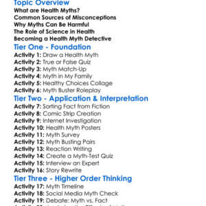 Health Myths And Misconceptions Worksheet Activity Booklet