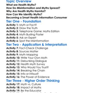 Health Myths And Misinformation Worksheet Activity Booklet