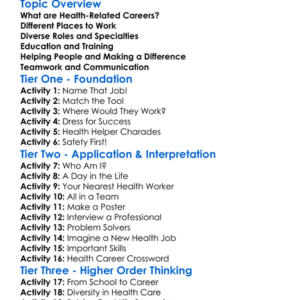 Health-Related Careers Worksheet Activity Booklet