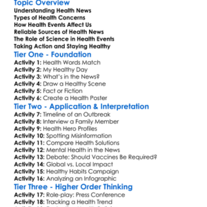 Health-Related Current Events Worksheet Activity Booklet