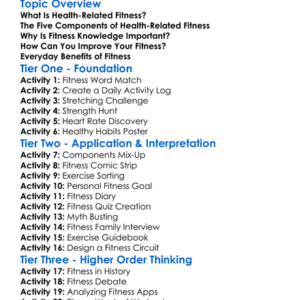 Health-Related Fitness Knowledge Worksheet Activity Booklet