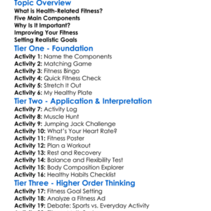 Health-Related Fitness Worksheet Activity Booklet
