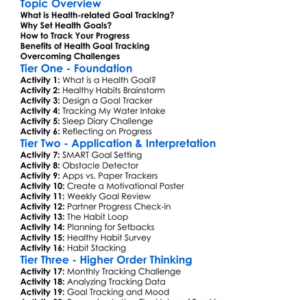 Health-Related Goal Tracking Worksheet Activity Booklet