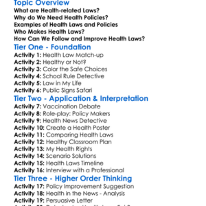 Health-Related Laws And Policies Worksheet Activity Booklet