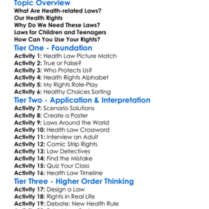 Health-Related Laws And Rights Worksheet Activity Booklet