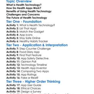 Health Technology And Apps Worksheet Activity Booklet