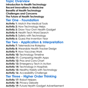 Health Technology And Innovation Worksheet Activity Booklet