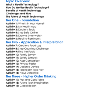 Health Technology Use Worksheet Activity Booklet