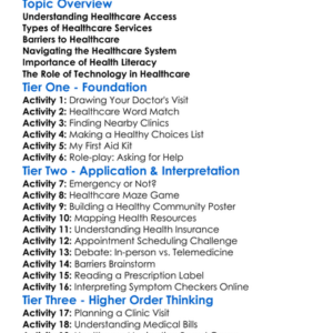 Healthcare Access And Navigation Worksheet Activity Booklet