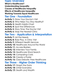 Healthcare And Inequality Worksheet Activity Booklet