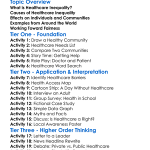 Healthcare Inequality Worksheet Activity Booklet