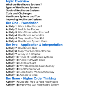 Healthcare Systems Worksheet Activity Booklet