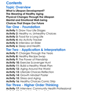 Healthy Aging And Lifespan Development Worksheet Activity Booklet