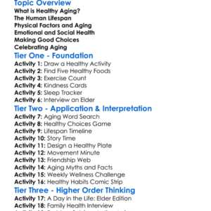 Healthy Aging And Lifespan Worksheet Activity Booklet