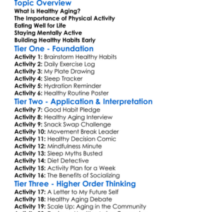 Healthy Aging Habits Worksheet Activity Booklet
