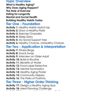 Healthy Aging Worksheet Activity Booklet
