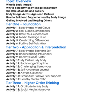Healthy Body Image Worksheet Activity Booklet