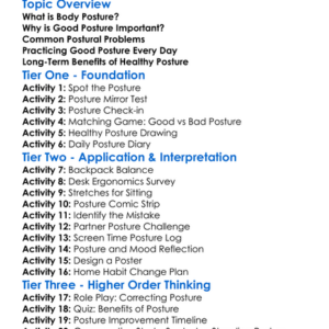 Healthy Body Posture Worksheet Activity Booklet