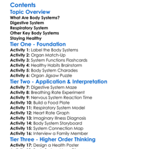 Healthy Body Systems Digestive Respiratory Etc Worksheet Activity Booklet