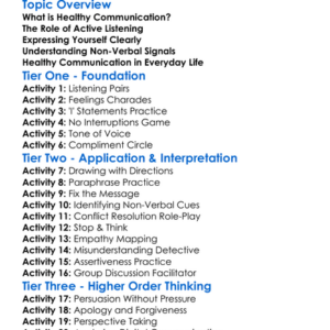 Healthy Communication Skills Worksheet Activity Booklet