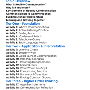 Healthy Communication Worksheet Activity Booklet