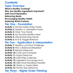 Healthy Cooking And Food Preparation Worksheet Activity Booklet
