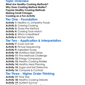 Healthy Cooking Methods Worksheet Activity Booklet
