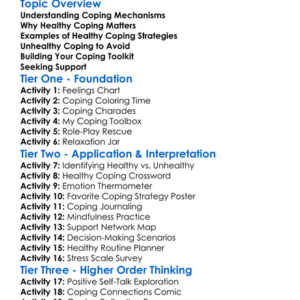 Healthy Coping Mechanisms Worksheet Activity Booklet