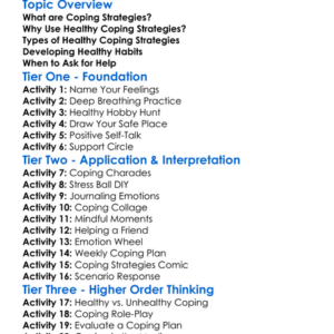 Healthy Coping Strategies Worksheet Activity Booklet