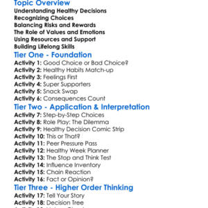 Healthy Decision Making Worksheet Activity Booklet
