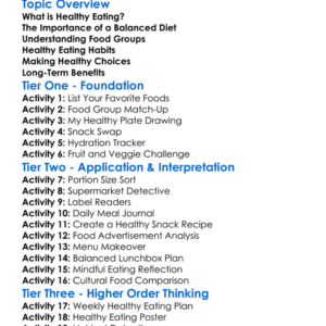 Healthy Eating Habits Worksheet Activity Booklet