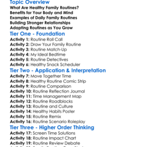 Healthy Family Routines Worksheet Activity Booklet