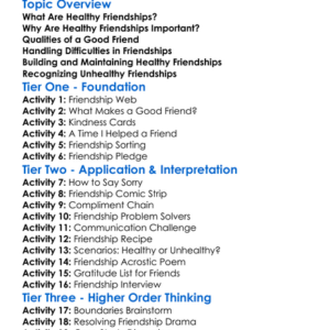 Healthy Friendships Worksheet Activity Booklet