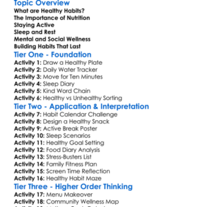 Healthy Habits Building Worksheet Activity Booklet