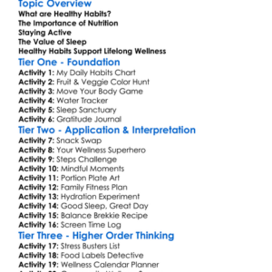 Healthy Habits For Lifelong Wellness Worksheet Activity Booklet