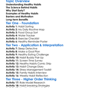 Healthy Habits Formation Worksheet Activity Booklet