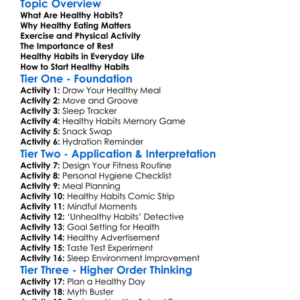 Healthy Habits Worksheet Activity Booklet