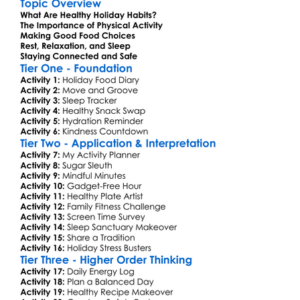 Healthy Holiday Habits Worksheet Activity Booklet
