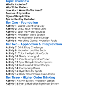 Healthy Hydration Worksheet Activity Booklet