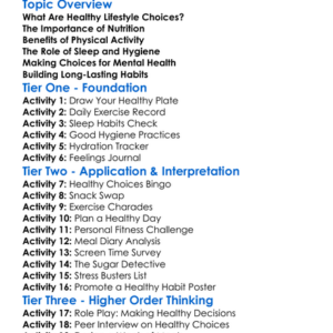 Healthy Lifestyle Choices Worksheet Activity Booklet