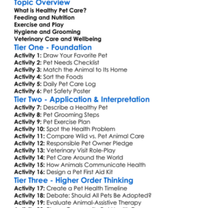 Healthy Pet And Animal Care Worksheet Activity Booklet