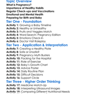 Healthy Pregnancy Basics Worksheet Activity Booklet