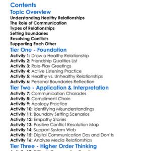 Healthy Relationships And Communication Worksheet Activity Booklet
