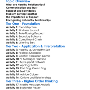 Healthy Relationships Worksheet Activity Booklet