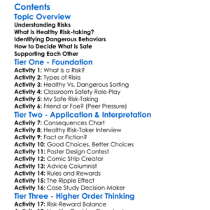 Healthy Risk-Taking Vs Dangerous Behaviors Worksheet Activity Booklet